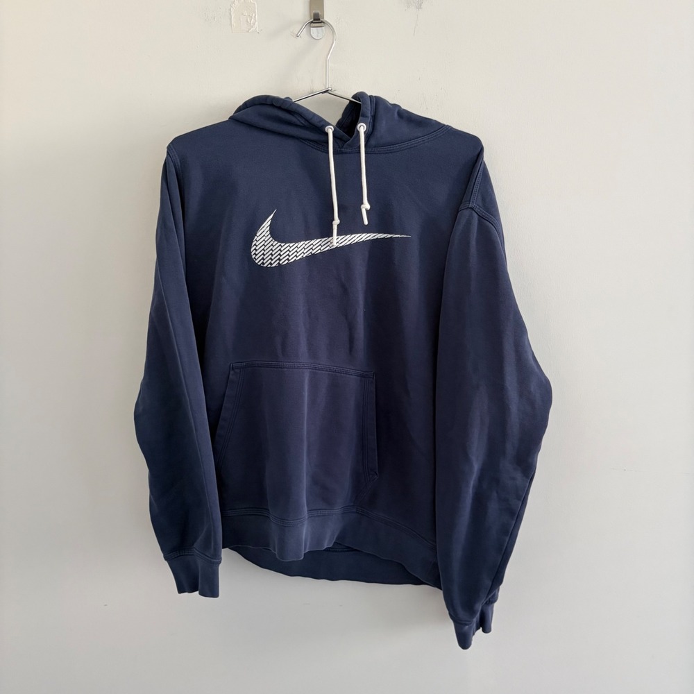 Nike Mens Swoosh Pullover Hoodie Navy Blue XL